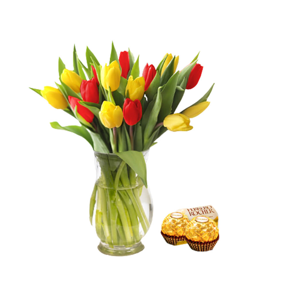 A Bouquet Of Red Yellow Tulips